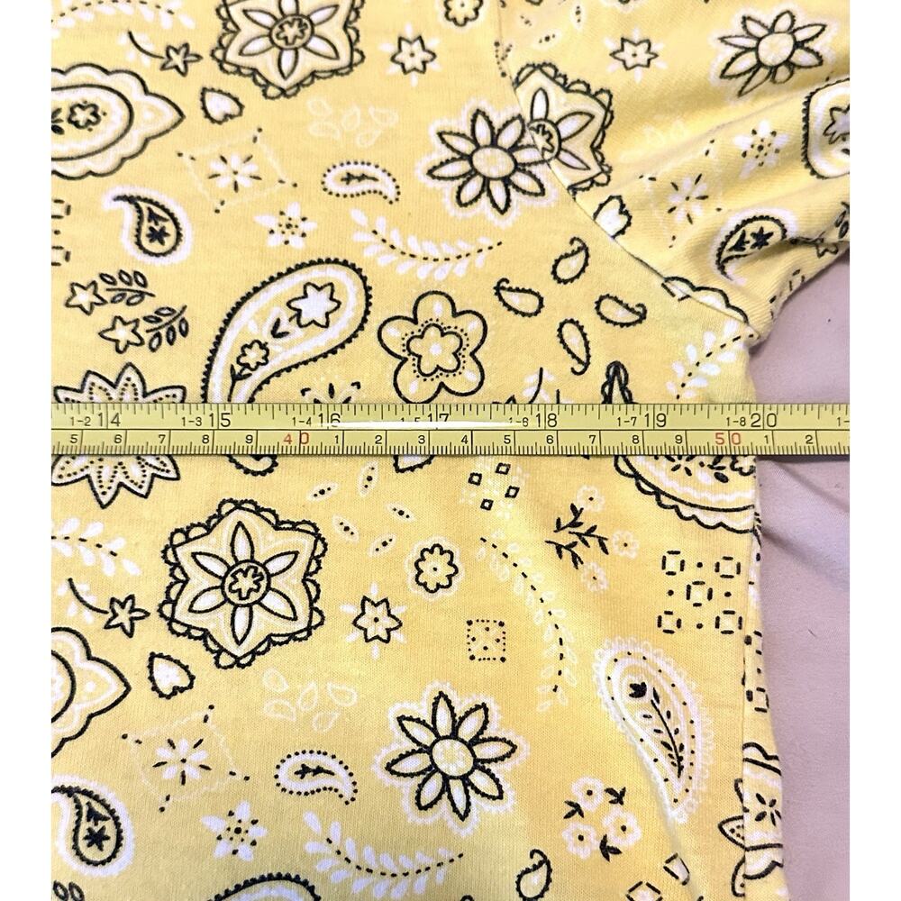 Vtg Pastel Yellow Western Paisley Cotton Born Y2K Top Size Medium - Picture 4 of 7